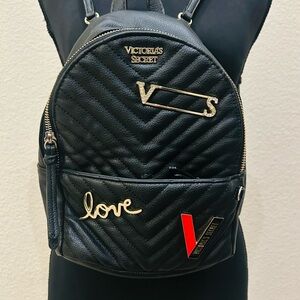 Victoria's Secret Black Quilted Love Backpack 2016